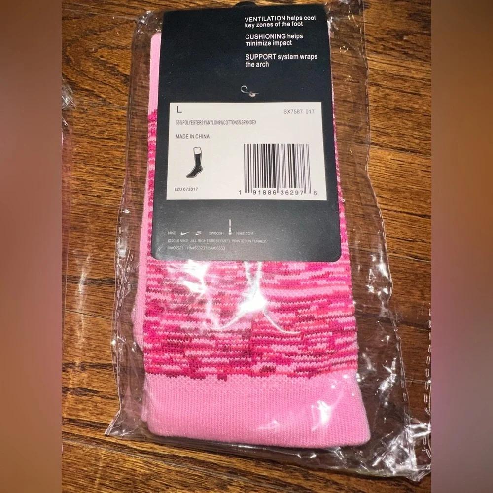 Nike Elite Crew NBA Basketball Sock Pink Breast Cancer - NEW - MENS LARGE